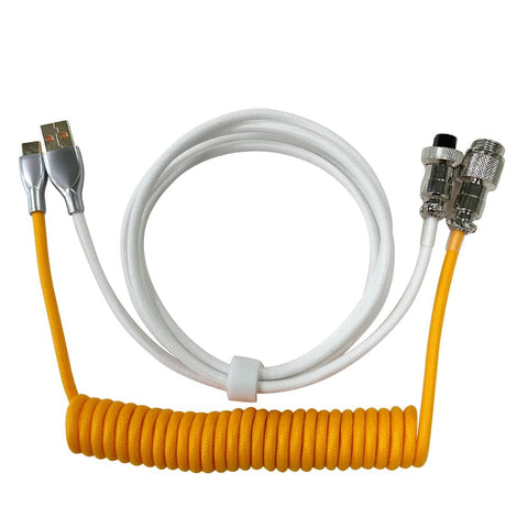 Cable de clavier custom Orange et Blanc tréssé USB-C