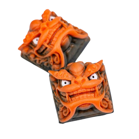 Due Keycaps artigianali in stile chinesse arancione